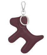 Load image into Gallery viewer, luscious scarves Keyring Burgundy Italian Leather Dog Keyring with Floppy Ears.
