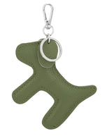 Load image into Gallery viewer, luscious scarves Keyring Khaki Italian Leather Dog Keyring with Floppy Ears.

