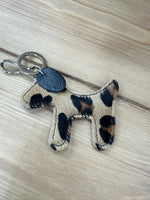 Load image into Gallery viewer, luscious scarves Keyring Leopard Italian Leather Dog Keyring with Floppy Ears.
