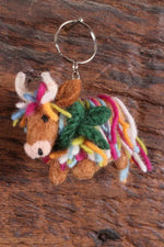 Load image into Gallery viewer, luscious scarves Keyring Pachamama Hughie The Highland Cow Keyring Handmade , Fair Trade
