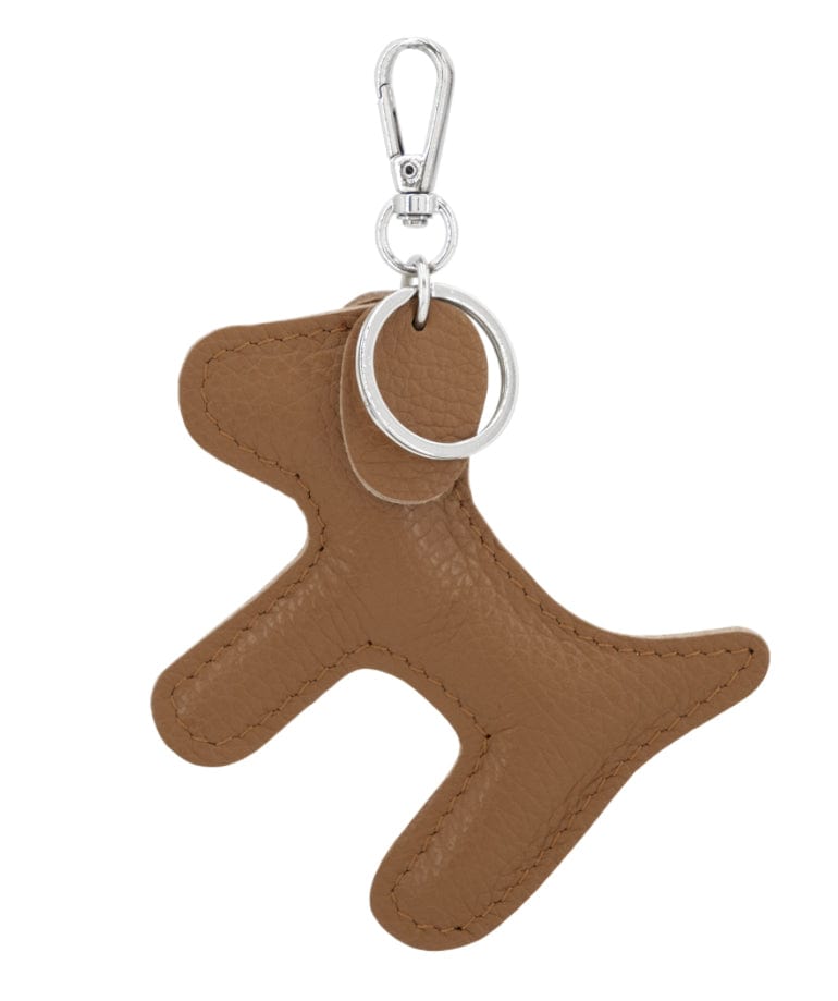 luscious scarves Keyring Tan Italian Leather Dog Keyring with Floppy Ears.