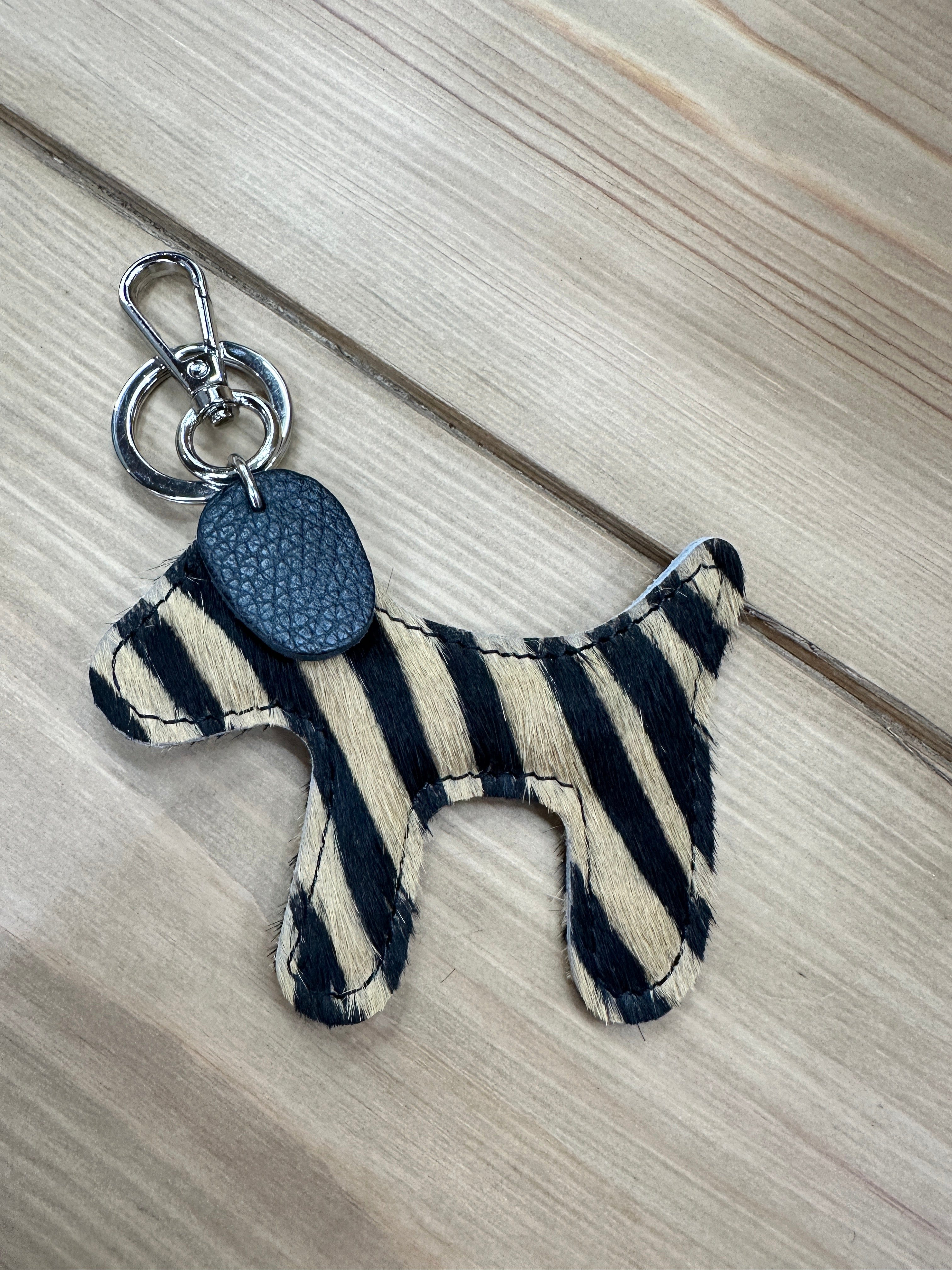 luscious scarves Keyring Tiger Italian Leather Dog Keyring with Floppy Ears.