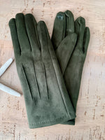 Load image into Gallery viewer, luscious scarves Khaki Green Faux suede Ladies Gloves available in 8 Colours.
