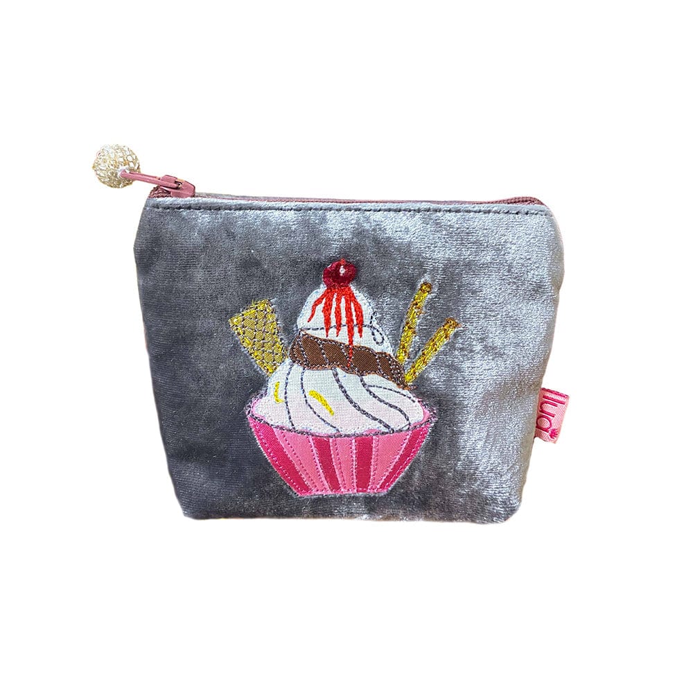luscious scarves Ladies purse Lua Dark Grey Velvet Ice Cream Mini Purse