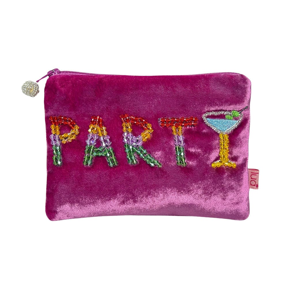 luscious scarves Ladies purse Lua Pink Velvet Beaded Party Purse