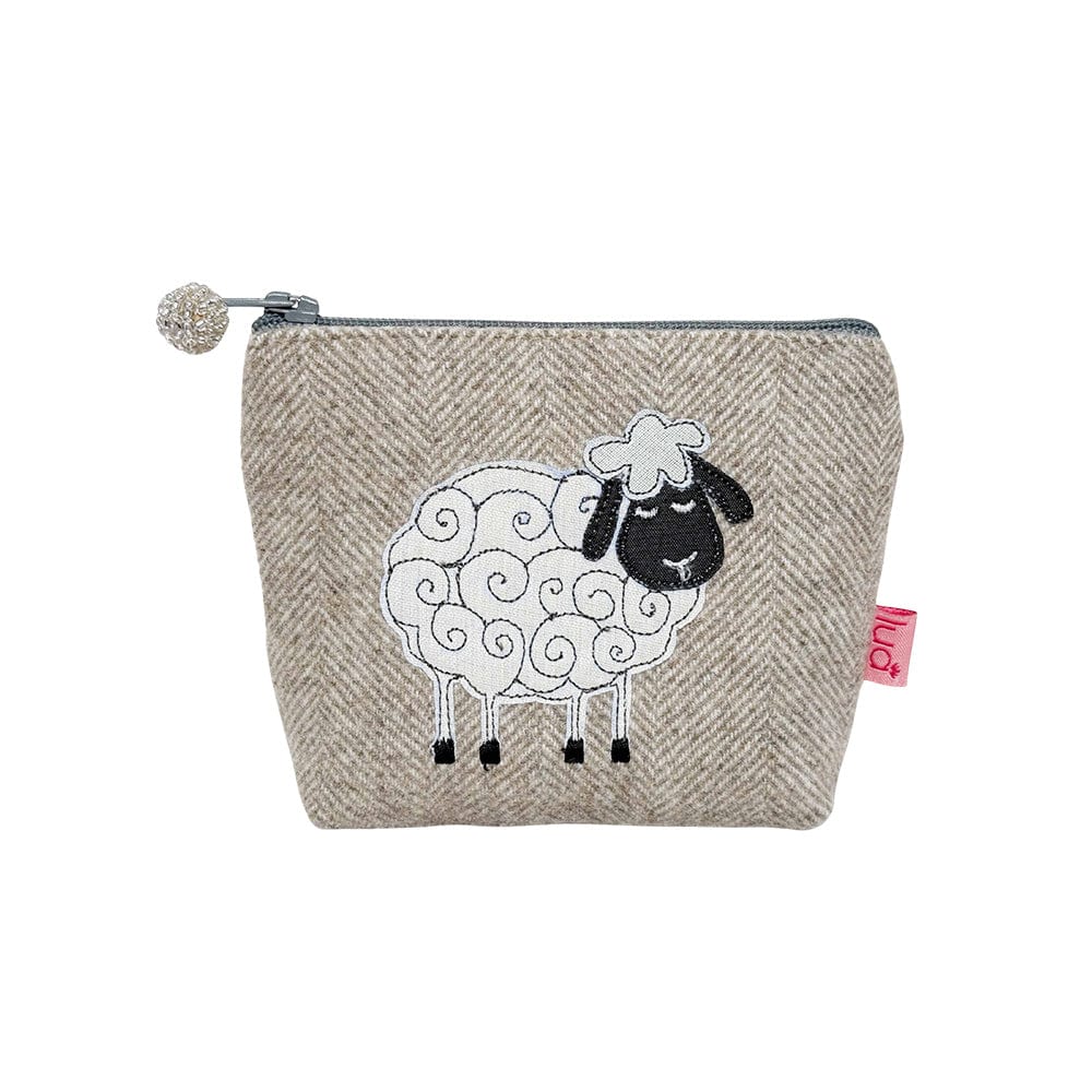 luscious scarves Ladies purse Lua Sheep Mini Purse , Natural Herringbone Fabric