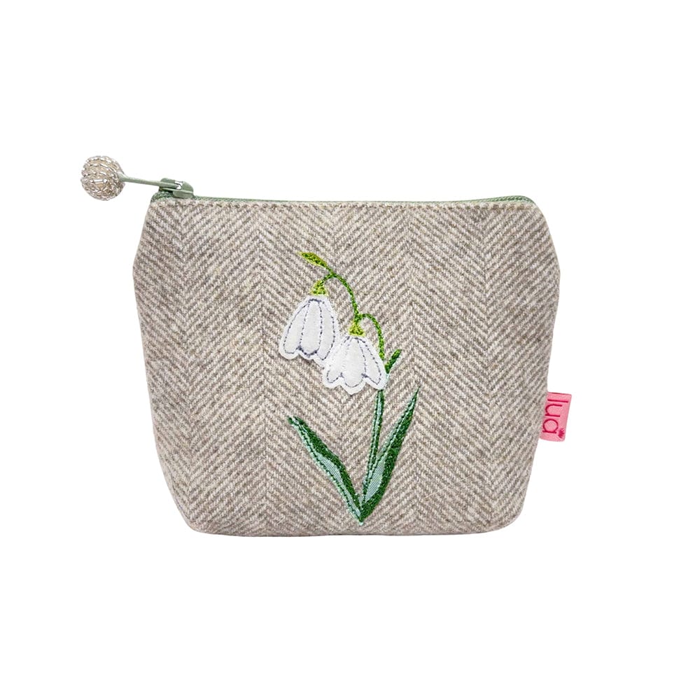 luscious scarves Ladies purse Lua Snowdrop Mini Purse , Natural Herringbone Fabric