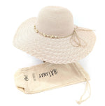 Load image into Gallery viewer, luscious scarves Ladies Stylish Pale Pink Sun Hat , Wide Brim with a Beaded Band .
