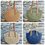 Load image into Gallery viewer, luscious scarves Large Circular Straw Beach / Holiday Bag
