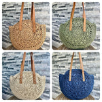 Load image into Gallery viewer, luscious scarves Large Circular Straw Beach / Holiday Bag
