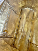 Load image into Gallery viewer, luscious scarves Large Metallic Croc Print Tote Bag Silver / Gold
