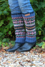 Load image into Gallery viewer, luscious scarves leg wamers Pachamama Denim Iona Leg Warmers , Handknitted , Fairtrade
