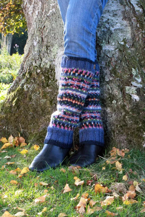 luscious scarves leg wamers Pachamama Denim Iona Leg Warmers , Handknitted , Fairtrade