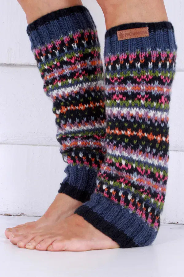 luscious scarves leg wamers Pachamama Denim Iona Leg Warmers , Handknitted , Fairtrade