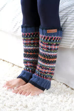 Load image into Gallery viewer, luscious scarves leg wamers Pachamama Denim Iona Leg Warmers , Handknitted , Fairtrade
