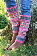 Load image into Gallery viewer, luscious scarves leg wamers Pachamama Pink Iona Leg Warmers , Handknitted , Fairtrade
