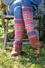 Load image into Gallery viewer, luscious scarves leg wamers Pachamama Pink Iona Leg Warmers , Handknitted , Fairtrade

