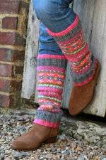 Load image into Gallery viewer, luscious scarves leg wamers Pachamama Pink Iona Leg Warmers , Handknitted , Fairtrade
