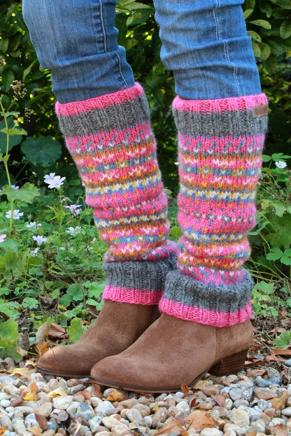 luscious scarves leg wamers Pachamama Pink Iona Leg Warmers , Handknitted , Fairtrade