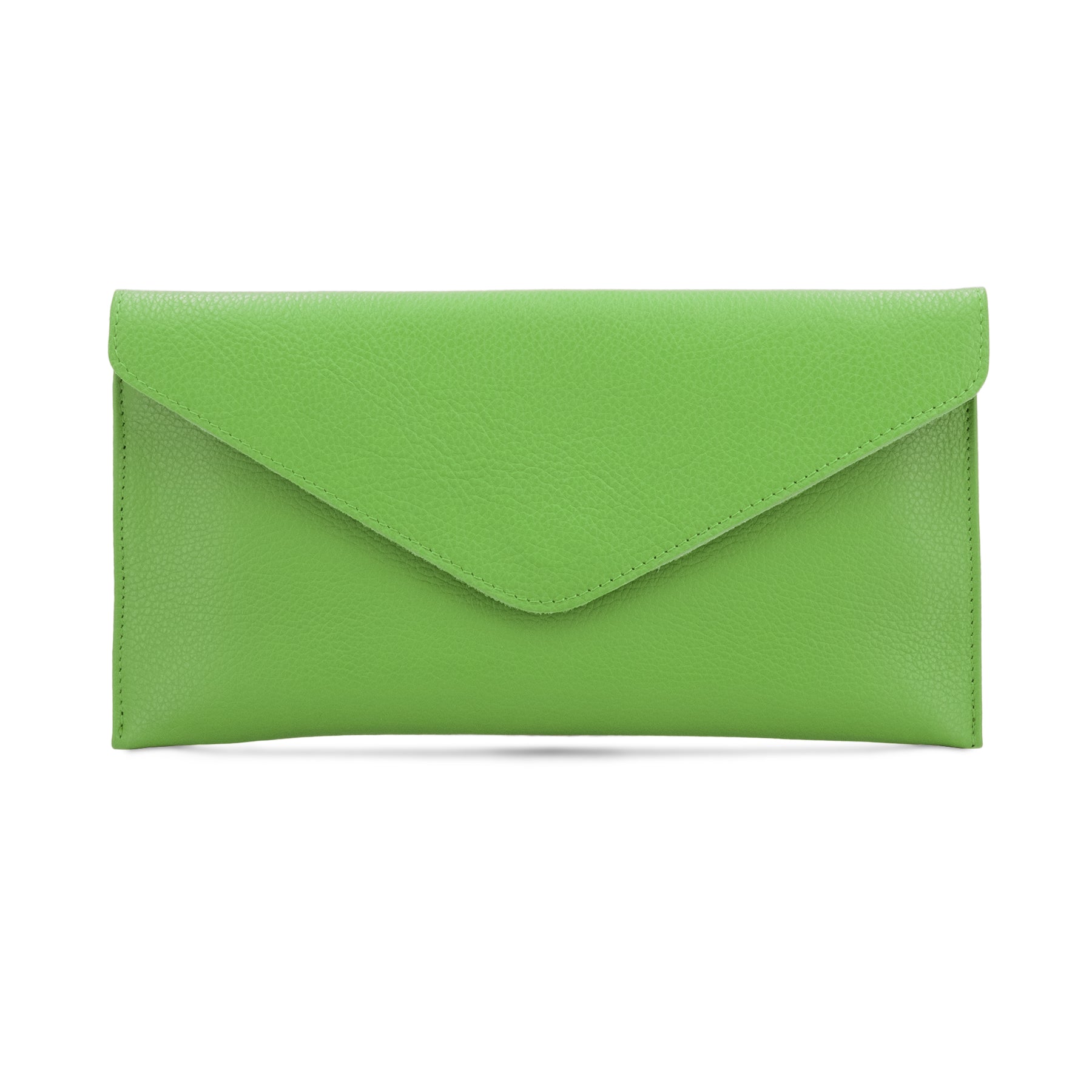 luscious scarves Lime Green Genuine Italian Leather Envelope Clutch Bag , 10 Colours Available