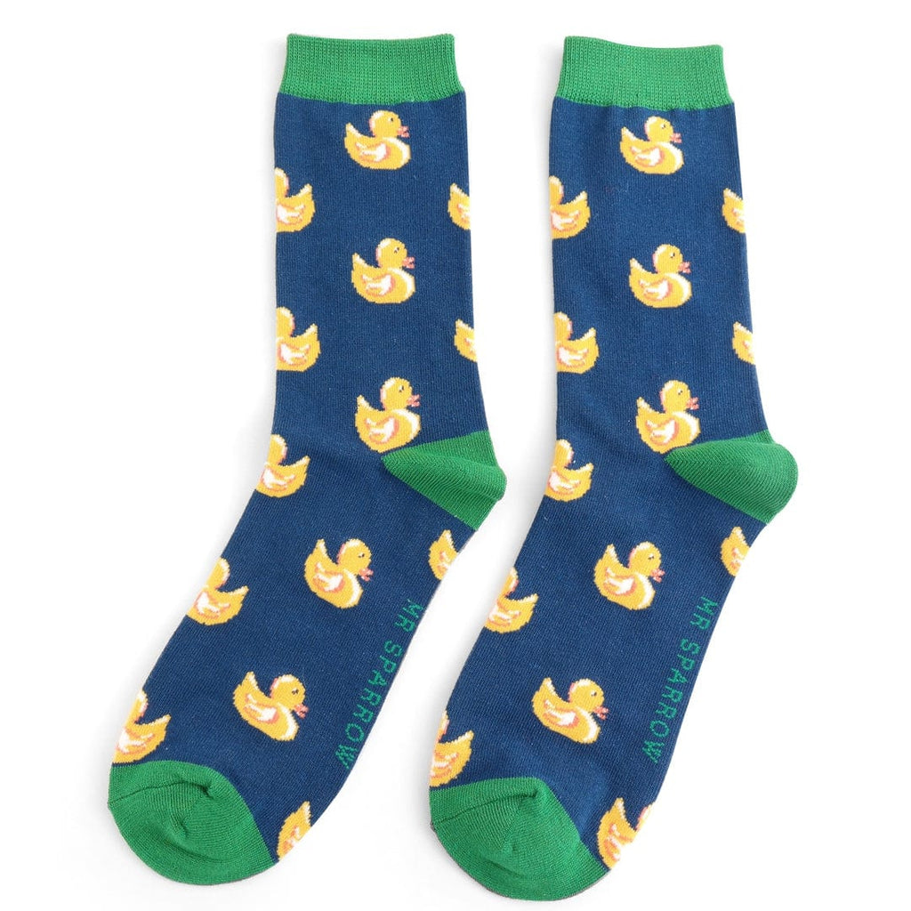 luscious scarves Men's Bamboo Socks , Mr Sparrow , Rubber Ducks Design,  Blue