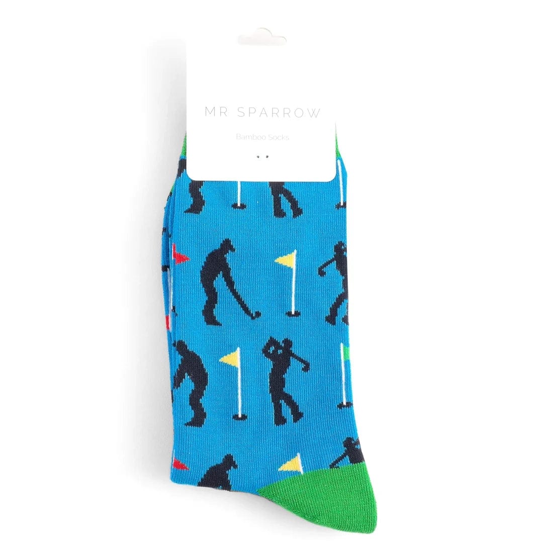 luscious scarves Men's Golfers Bamboo Socks , Mr Heron, Golf Design,  Blue