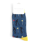 Load image into Gallery viewer, luscious scarves Men&#39;s Golfers Bamboo Socks , Mr Heron, Golf Design, Navy Blue
