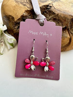 Load image into Gallery viewer, luscious scarves Miss Milly Pink and Silver Flower Drop Earrings
