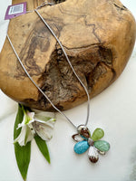 Load image into Gallery viewer, luscious scarves necklace Miss Milly Blue and Green Flower Necklace FN695MUMB
