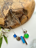 Load image into Gallery viewer, luscious scarves necklace Miss Milly Blue and Green Iridescent Compilation Necklace FN665BLIR
