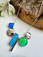 Load image into Gallery viewer, luscious scarves necklace Miss Milly Blue and Green Iridescent Compilation Necklace FN665BLIR
