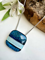 Load image into Gallery viewer, luscious scarves necklace Miss Milly Bold Blue Square Pendant FN662CLIP
