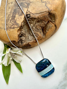 luscious scarves necklace Miss Milly Bold Blue Square Pendant FN662CLIP