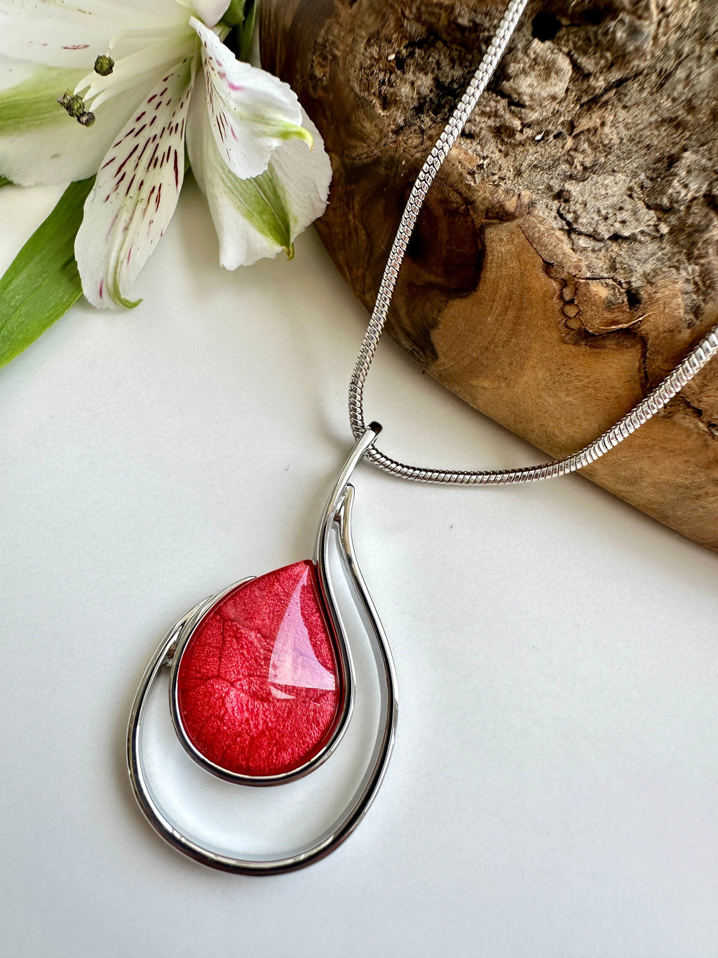 luscious scarves necklace Miss Milly Deep Coral Teardrop Necklace FN425LCMB