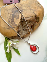 Load image into Gallery viewer, luscious scarves necklace Miss Milly Deep Coral Teardrop Necklace FN425LCMB
