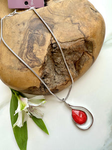 luscious scarves necklace Miss Milly Deep Coral Teardrop Necklace FN425LCMB