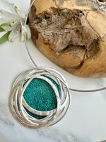 Load image into Gallery viewer, luscious scarves necklace Miss Milly Forest Green and Silver Statement Necklace FN375AXIP

