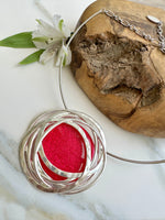 Load image into Gallery viewer, luscious scarves necklace Miss Milly Fuchsia Pink and Silver Statement Necklace FN375FFMB
