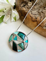 Load image into Gallery viewer, luscious scarves necklace Miss Milly Green and Turquoise Geo Necklace FN738AXIP
