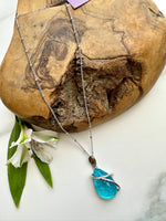 Load image into Gallery viewer, luscious scarves necklace Miss Milly Iridescent Aqua Blue Teardrop Pendant FN748BLIR
