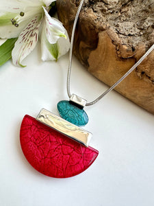 luscious scarves necklace Miss Milly Red and Blue Deco Necklace FN745SLMB