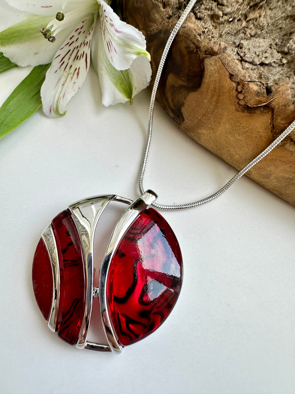 luscious scarves necklace Miss Milly Red Animal Print Necklace FN679SLSP