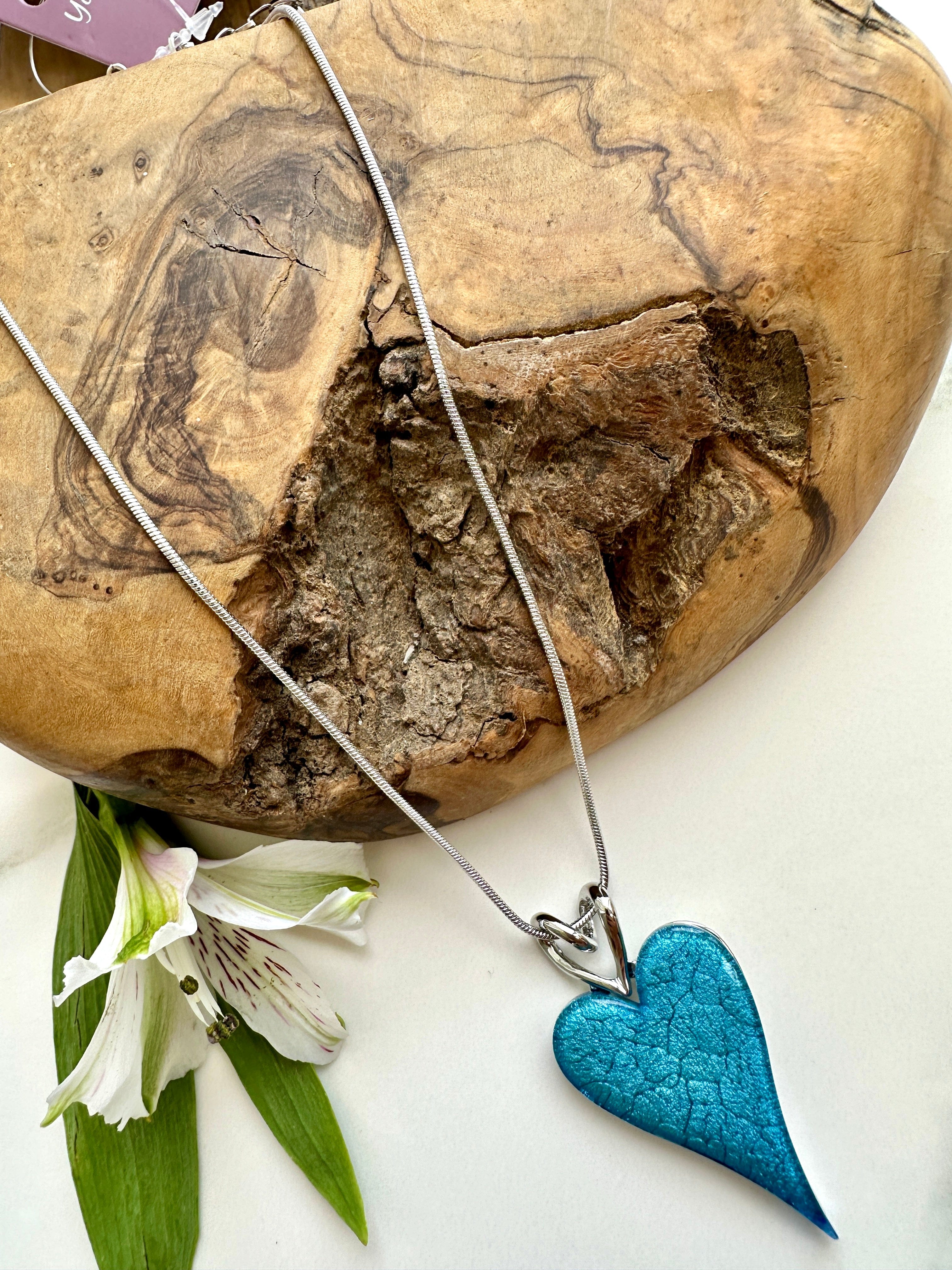 luscious scarves necklace Miss Milly Sky Blue Heart Necklace FN211DBIP