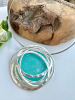 Load image into Gallery viewer, luscious scarves Necklaces Miss Milly Aqua Turquoise and Silver Statement Necklace FN375
