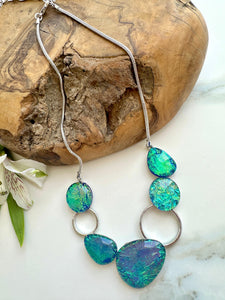 luscious scarves Necklaces Miss Milly Blue / Green Iridescent Pebble Necklace FN602SBIR