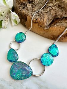 luscious scarves Necklaces Miss Milly Blue / Green Iridescent Pebble Necklace FN602SBIR
