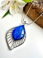 Load image into Gallery viewer, luscious scarves Necklaces Miss Milly Cobalt Blue and Silver Resin Teardrop Pendant Necklace FN525
