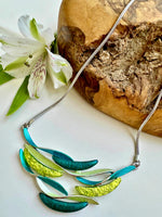 Load image into Gallery viewer, luscious scarves Necklaces Miss Milly Forrest Green Rippling Waves Necklace. FN366

