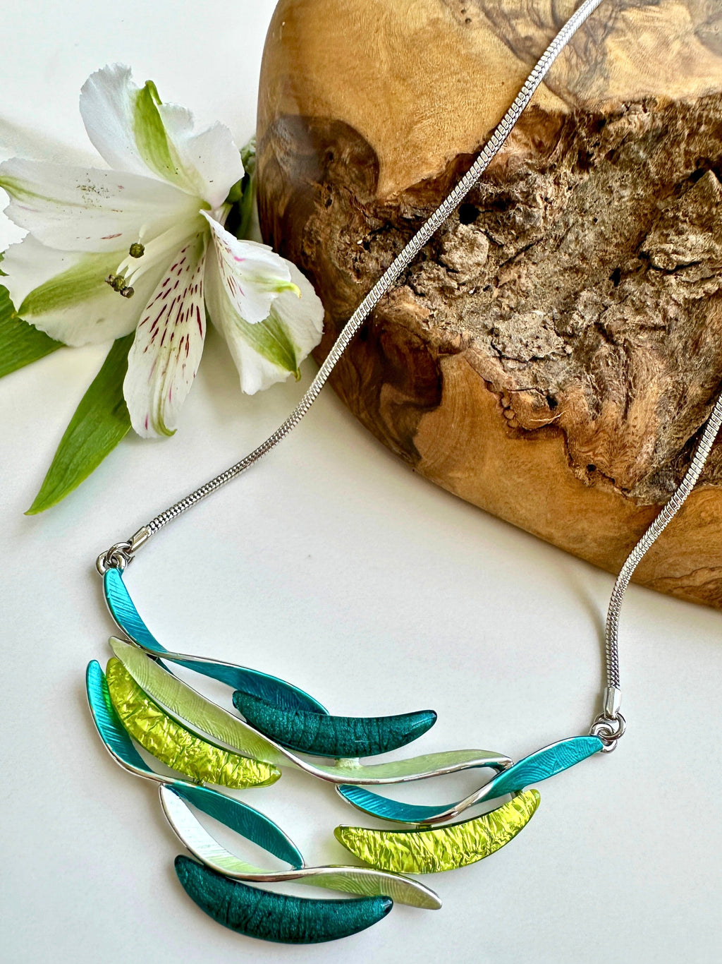 luscious scarves Necklaces Miss Milly Forrest Green Rippling Waves Necklace. FN366