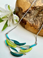 Load image into Gallery viewer, luscious scarves Necklaces Miss Milly Forrest Green Rippling Waves Necklace. FN366
